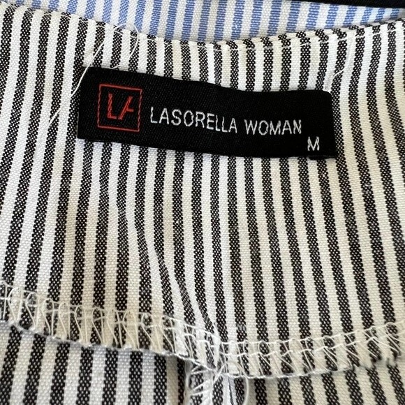 La sorella gray top striped V-neckline Bell sleeve with butterflies patch size M - Picture 3 of 12